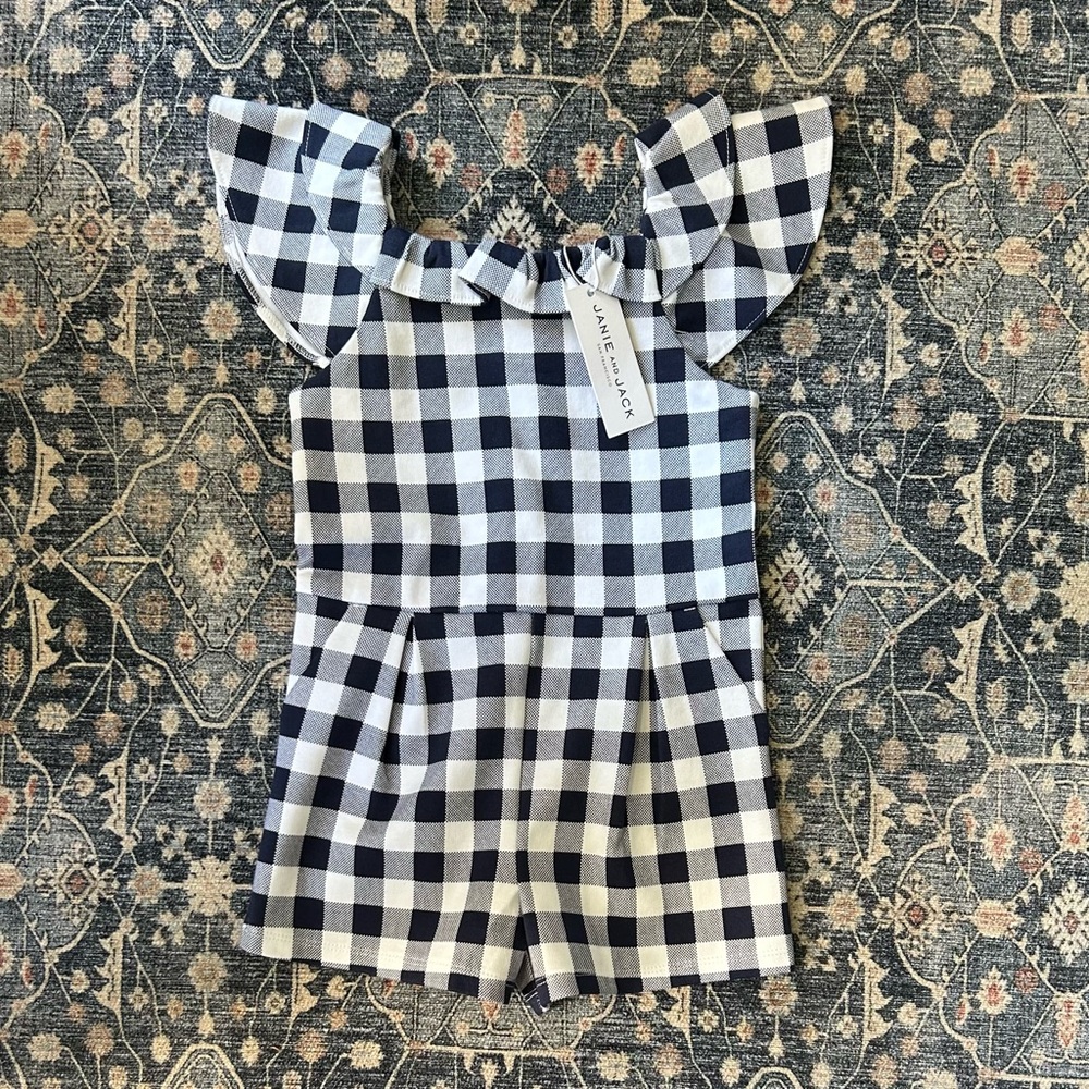 Janie and Jack Gingham Romper - Size 4 NEW!